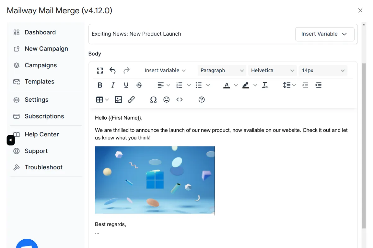 Image is shown in the rich-text editor
