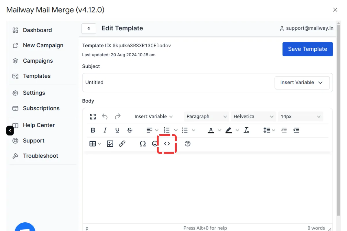 HTML tool is shown in the rich-text editor toolbar.