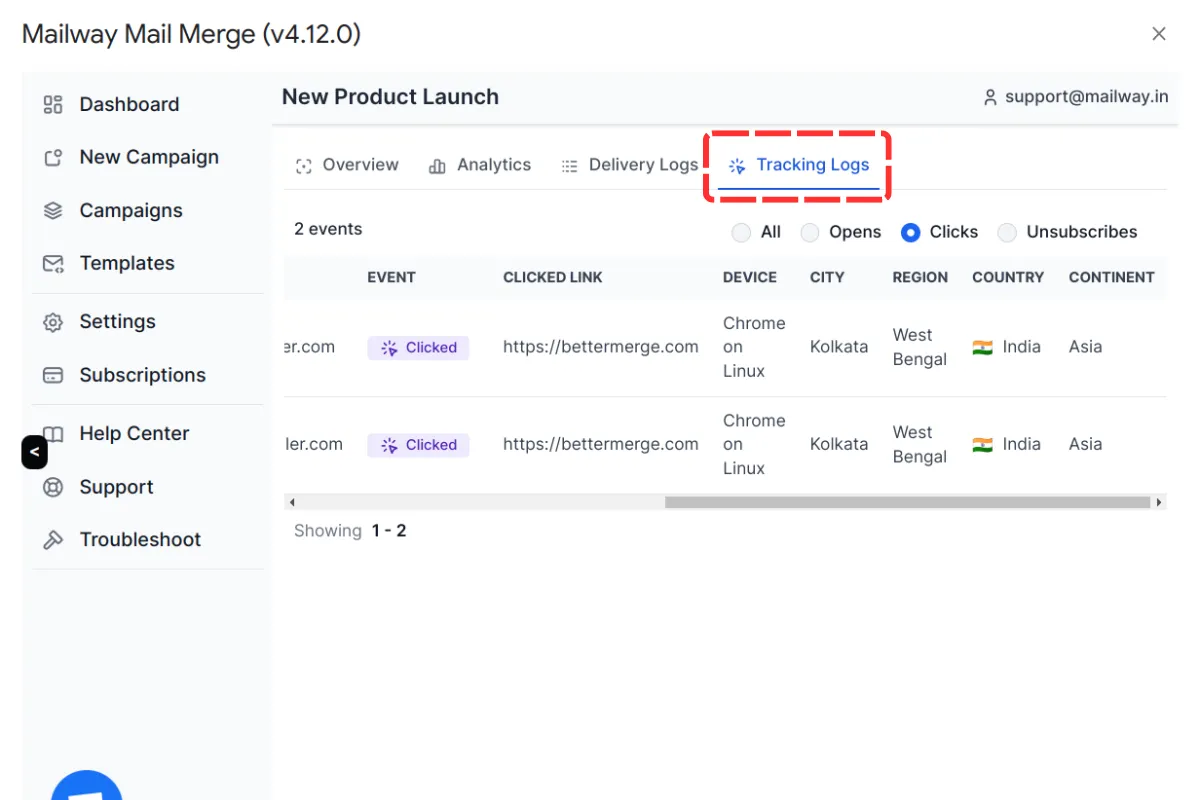 Clicks Logs
