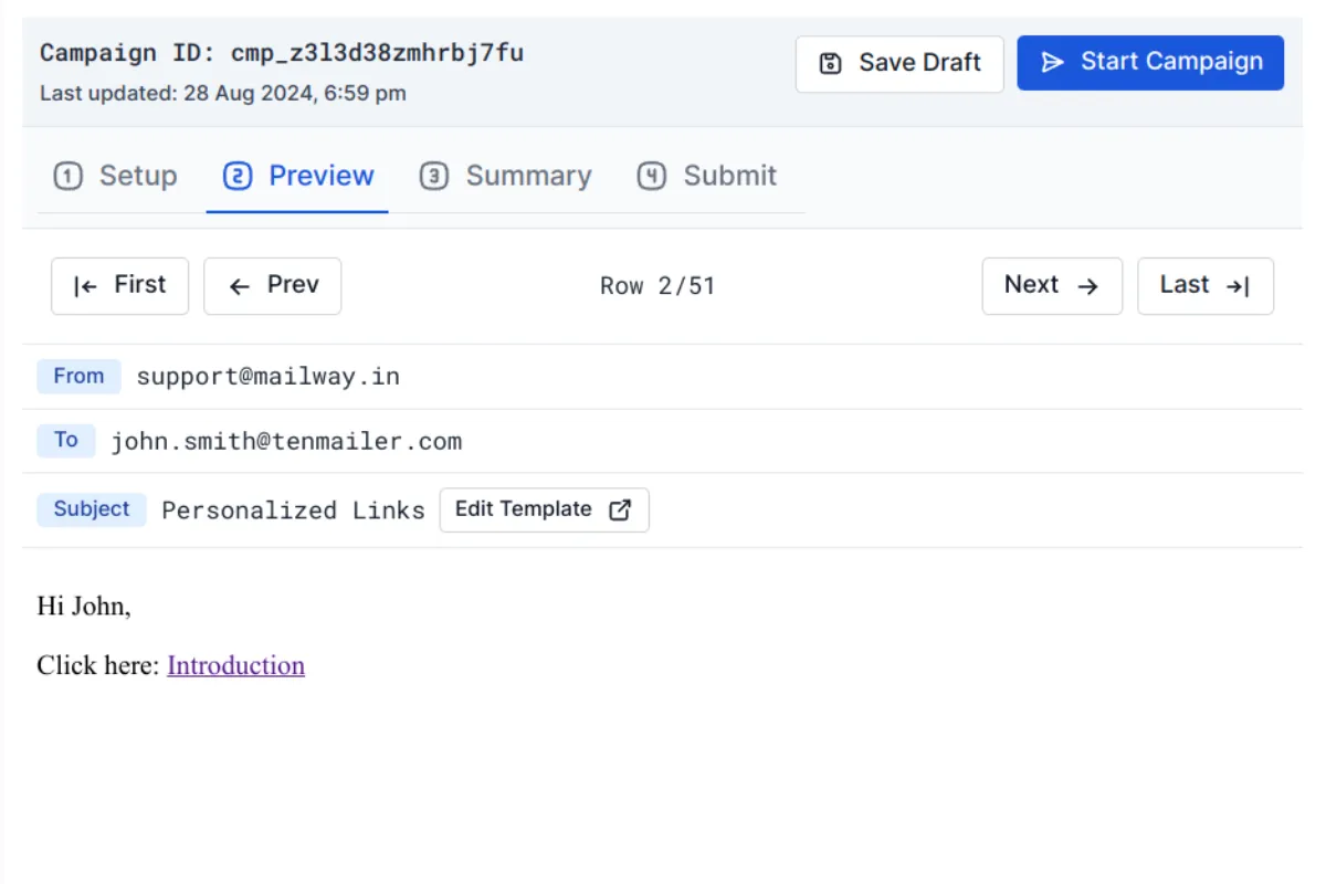 Previewing personalized links in your campaign