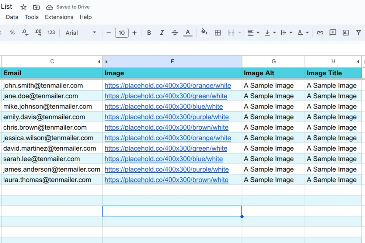 Adding columns in Google Sheets for personalized images