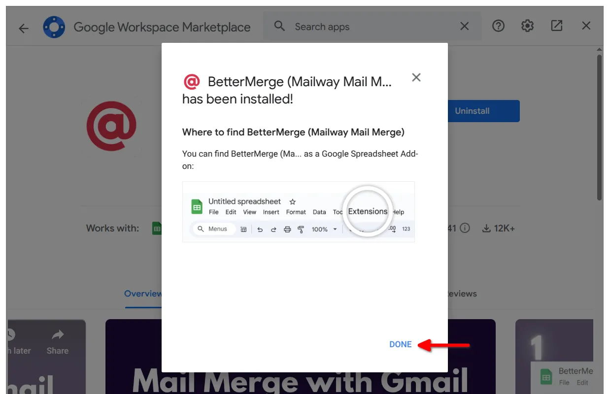 Screenshot showing the done button is highlighted.