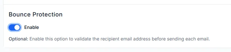 Screenshot of the Email Verification toggle switch in campaign editor page.