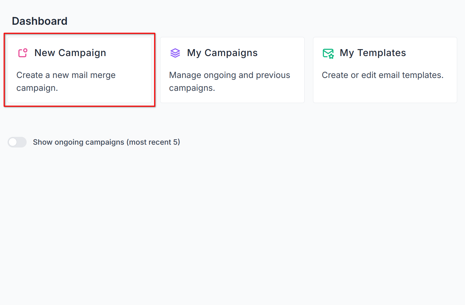 screenshot highlighting the new campaign link