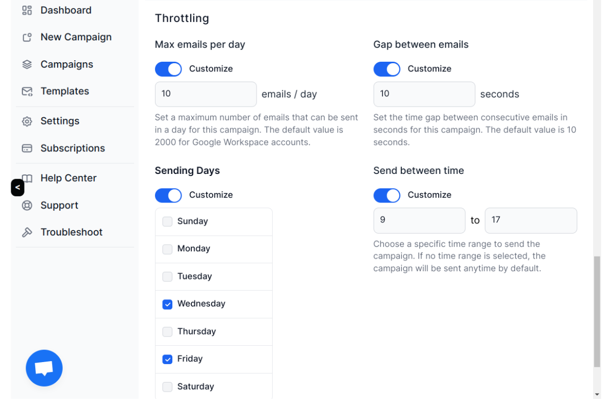 Combined Throttling Options