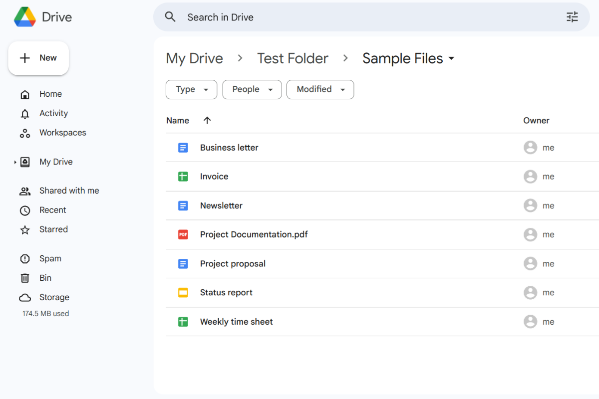 Storing files in Google Drive