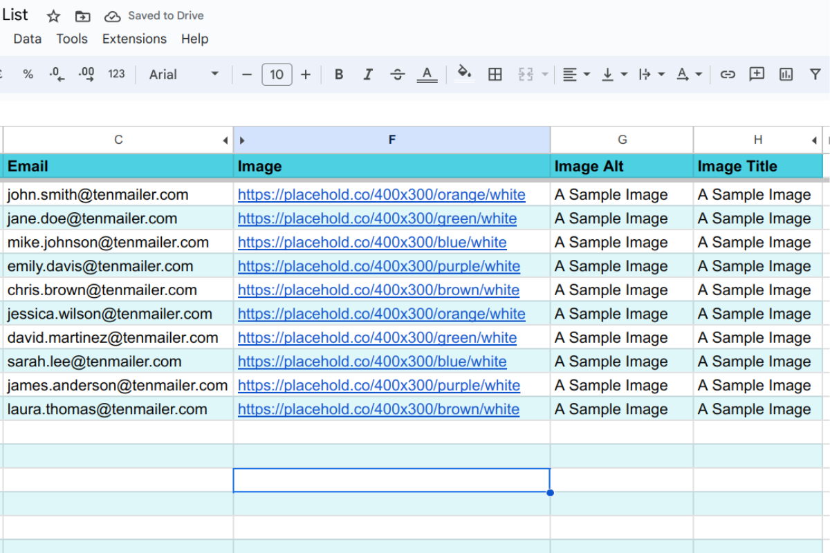 Adding columns in Google Sheets for personalized images