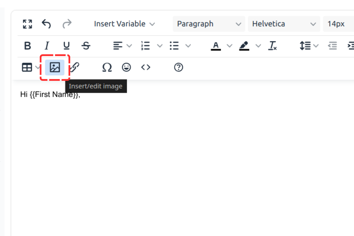 Using the rich text editor to insert an image